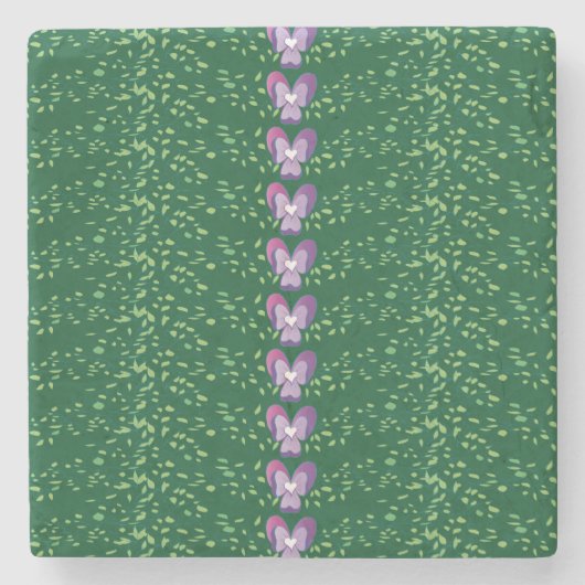 groen bloemetjespatroon stenen onderzetter (Voorkant)