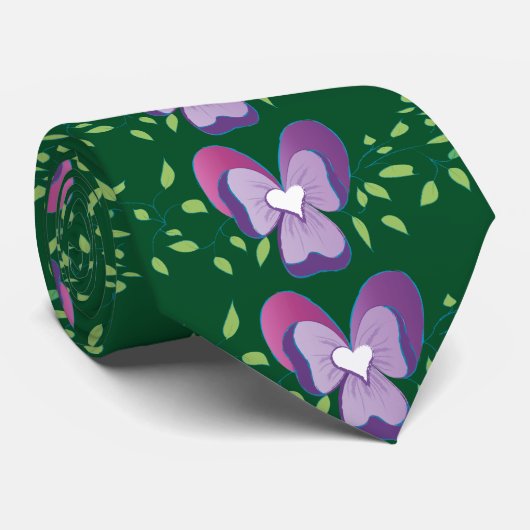  groen bloemetjespatroon stropdas (Opgerold)