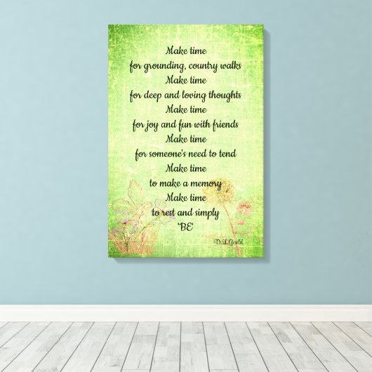 Groen bloemfee mindfulness gedichtenkunst canvas afdruk (Insitu (Houten vloer))