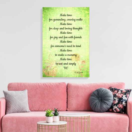 Groen  bloemfee mindfulness gedichtenkunst canvas afdruk (Insitu (Woonkamer))