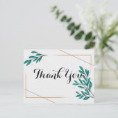 Groen Bloemgoud Folie Bladeren Dank je Briefkaart (Staand voorkant)