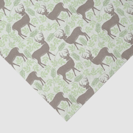groen bloemgrijs hertenpatroon tissuepapier (Detail)