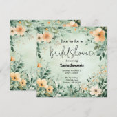 Groen bloemig elegant vrijgezellenfeest kaart (Voorkant / Achterkant)