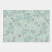 Groen bloemig inpakpapier plat vel set van 3 (Voorkant 2)