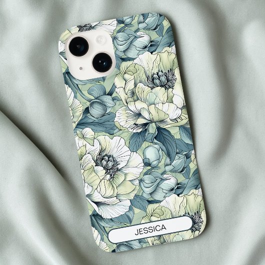 Groen Bloemig Leuke Bloemen Patroon Aangepast Mode Case-Mate iPhone Case