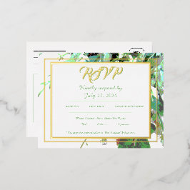 Groen & Bloemige Botanische Trouw-RSVP Folie Uitnodiging Briefkaart