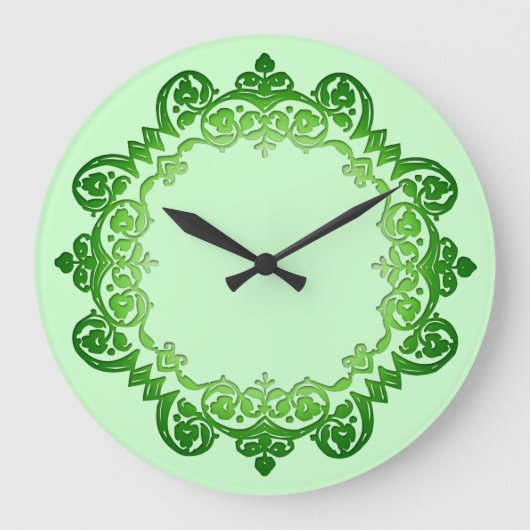 Groen  bloemmedaillon grote klok (Voorkant)