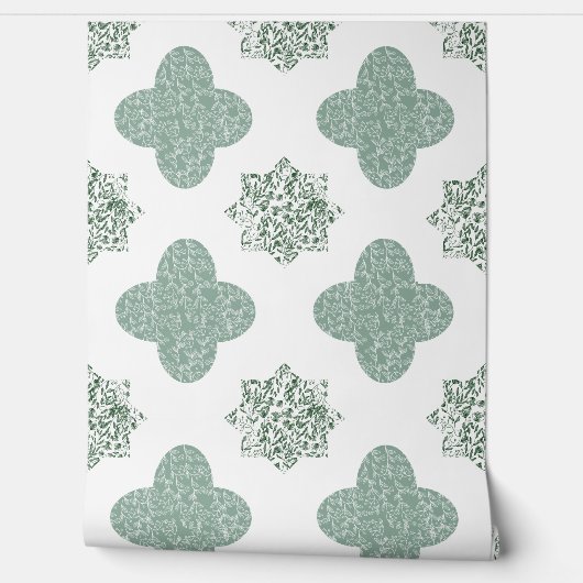 Groen bloemmotief Arabesque behang (Afrollen)