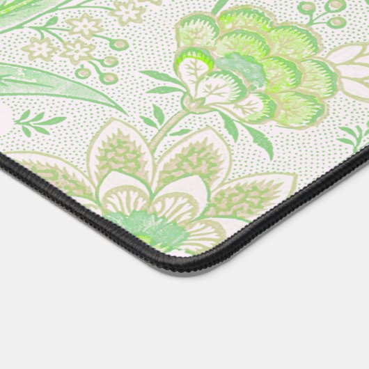 groen bloemmotief en groene kolibrie bureaumat (Hoek)