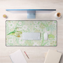  groen bloemmotief en groene kolibrie