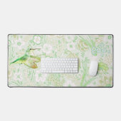  groen bloemmotief en groene kolibrie bureaumat (Keyboard & Muis)