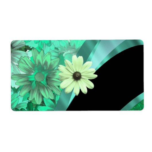  groen bloemmotief etiket (Voorkant)