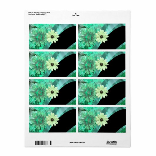  groen bloemmotief etiket (Full Sheet)
