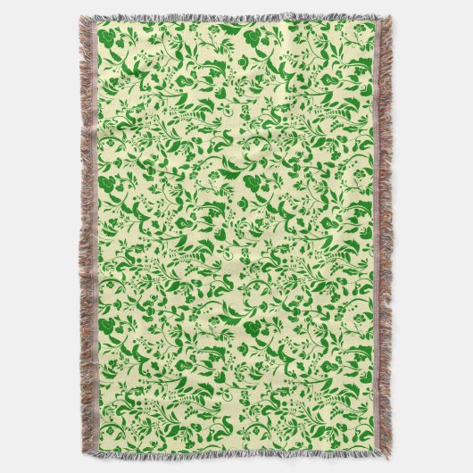 Groen bloemmotief G01. L Geel BG Deken (Voorkant Verticaal)