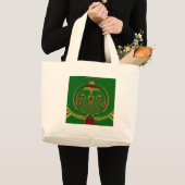 Groen Bloemmotief Grote Tote Bag (Voorkant (product))