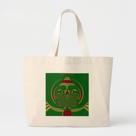 Groen Bloemmotief Grote Tote Bag (Voorkant)