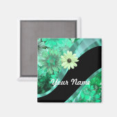  groen bloemmotief magneet (Voorkant / Achterkant)