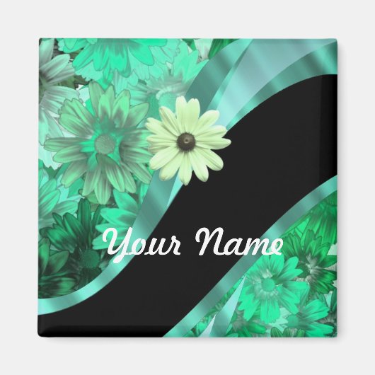  groen bloemmotief magneet (Voorkant)