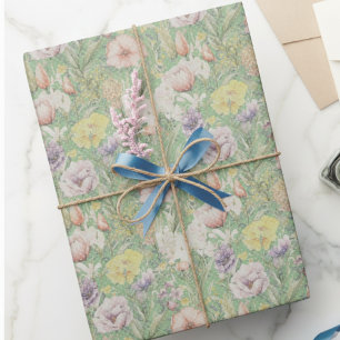 Groen bloemmotief met stippen cadeaupapier