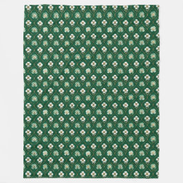 Groen Bloemmotief met Traliewerk Fleece Deken