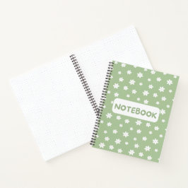 Groen Bloemmotief Notitieboek – Minimalistische Ka
