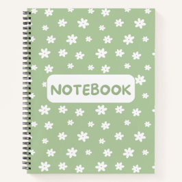 Groen Bloemmotief Notitieboek – Minimalistische Ka