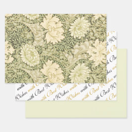 Groen Bloemmotief Wm Morris Design Beste Wensen Inpakpapier Vel