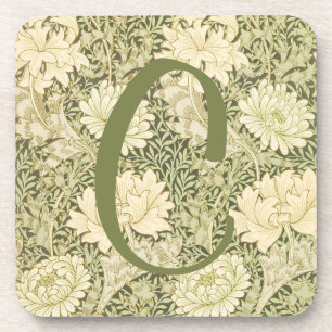 Groen Bloemmotief Wm Morris Monogram Bier Onderzetter