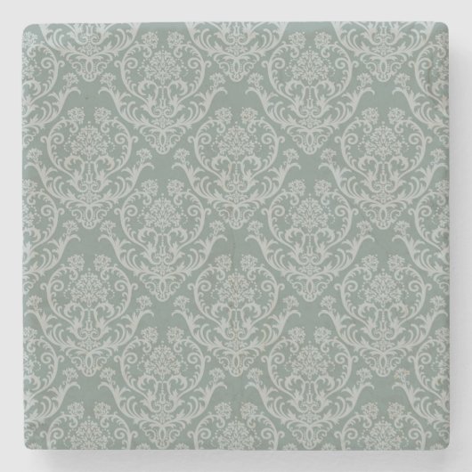 Groen bloempapier stenen onderzetter (Voorkant)