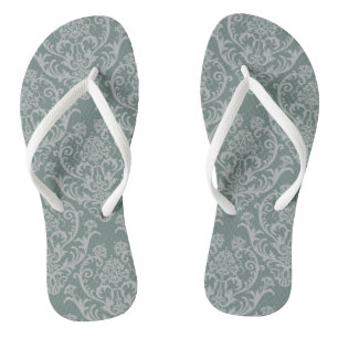 Groen bloempapier teenslippers