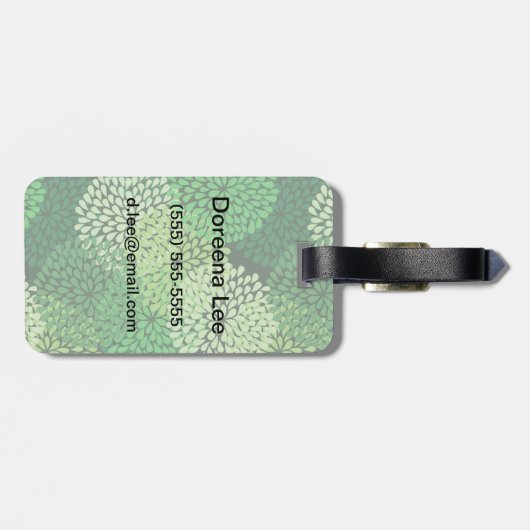 Groen bloempatroon bagagelabel (Achterkant horizontaal)