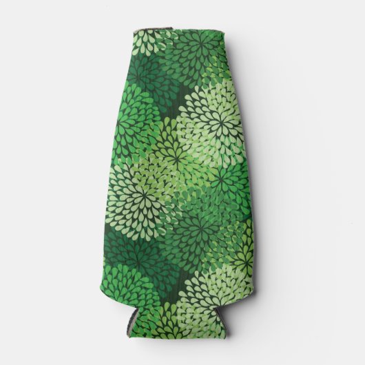 Groen bloempatroon flesjeskoeler (Voorkant)