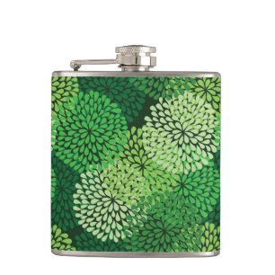 Groen bloempatroon heupfles