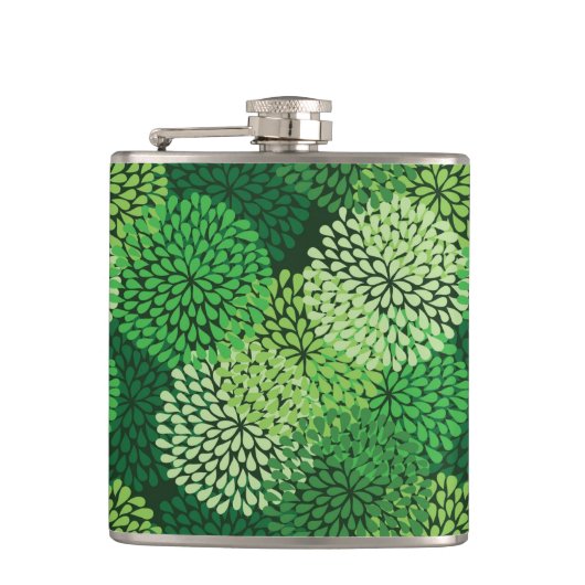 Groen bloempatroon heupfles (Voorkant)