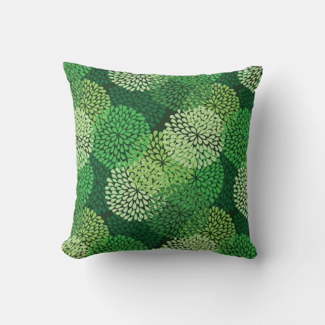 Groen bloempatroon kussen (Voorkant)