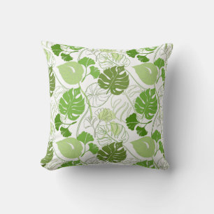 Groen bloempatroon met bladeren en bloemen kussen