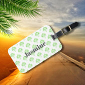 Groen Bloempatroon met Custom Monogram Bagagelabel