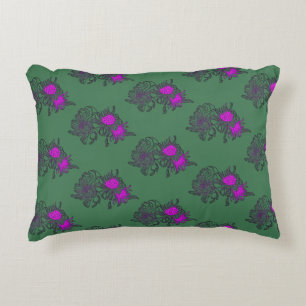 Groen bloempatroon met roze accenten kussen