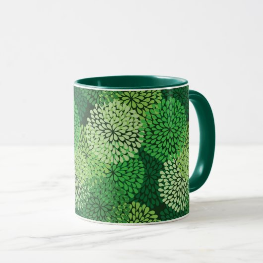 Groen bloempatroon mok (Voorkant rechts)