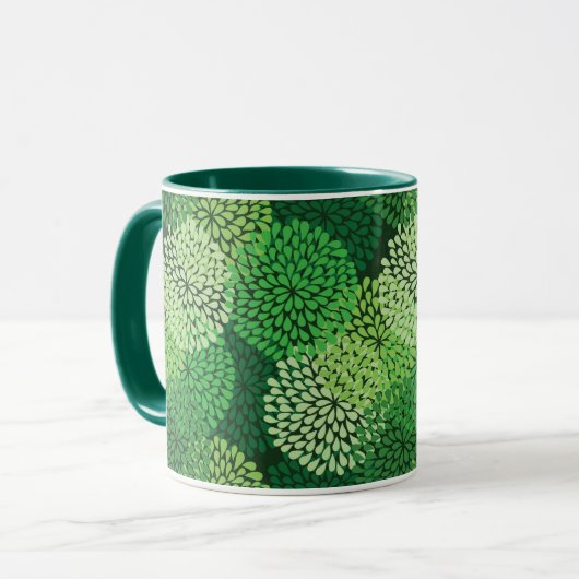 Groen bloempatroon mok (Voorkant links)