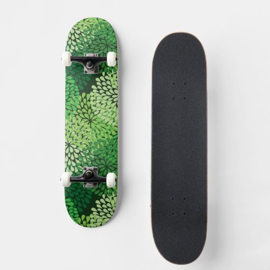 Groen bloempatroon persoonlijk skateboard (Voorkant)