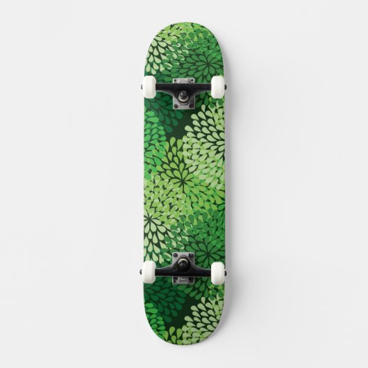 Groen bloempatroon persoonlijk skateboard (Voorkant)