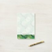 Groen bloempatroon post-it® notes (Op bureau)