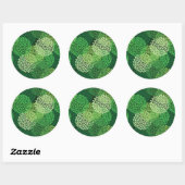 Groen bloempatroon ronde sticker (Vel)