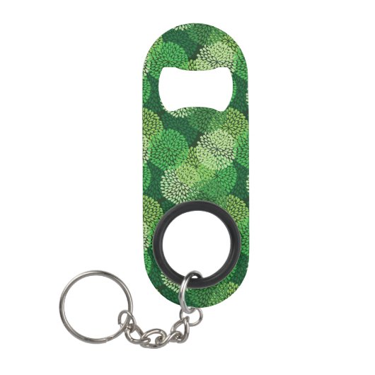 Groen bloempatroon sleutelhanger flessenopener (Voorkant)