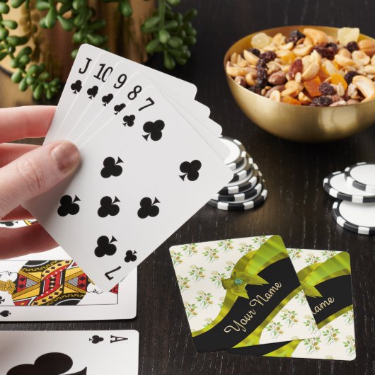  groen  bloempatroon speelkaarten (Insitu)