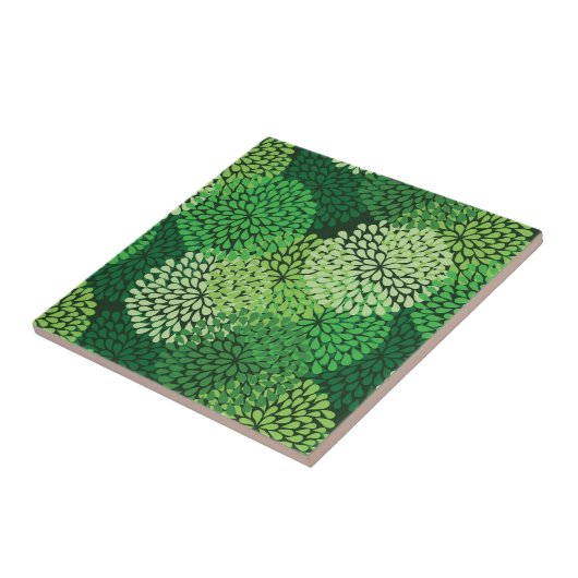 Groen bloempatroon tegeltje (Zijkant)