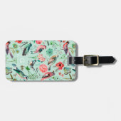  groen bloemvogelbotanisch patroon bagagelabel (Voorkant horizontaal)