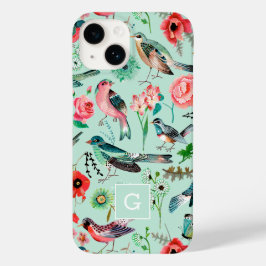  groen bloemvogelbotanisch patroon Case-Mate iPhone 14 hoesje