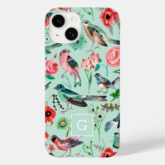  groen bloemvogelbotanisch patroon Case-Mate iPhone case (Achterkant)